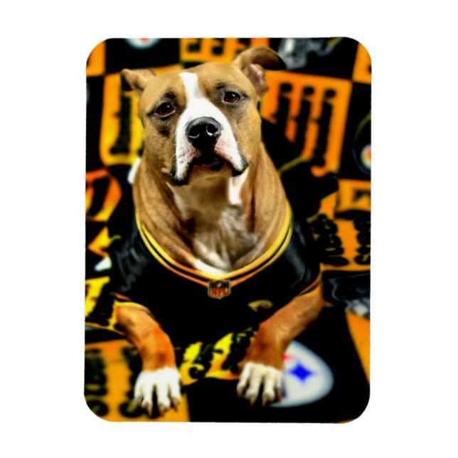 Pitbull Rescue Dog Football Fanatic Magnet (Vertical)