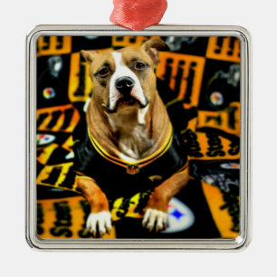 Pitbull Rescue Dog Football Fanatic Metal Tree Decoration
