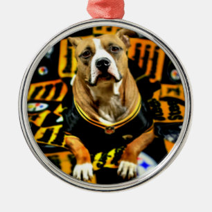 Pitbull Rescue Dog Football Fanatic Metal Tree Decoration