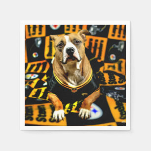 Pitbull Rescue Dog Football Fanatic Napkin