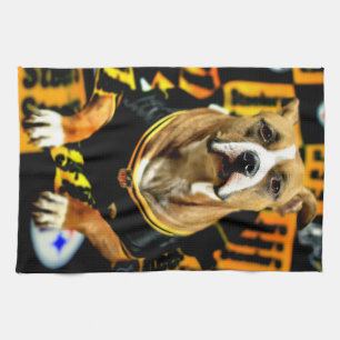 Pitbull Rescue Dog Football Fanatic Tea Towel