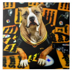 Pitbull Rescue Dog Football Fanatic Tile