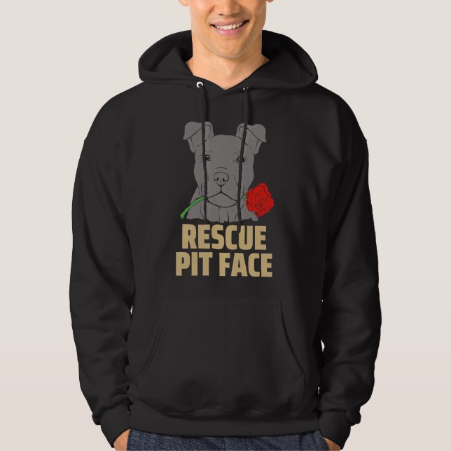 Pitbull Rescue Pit Face Funny Cute Hoodie (Front)