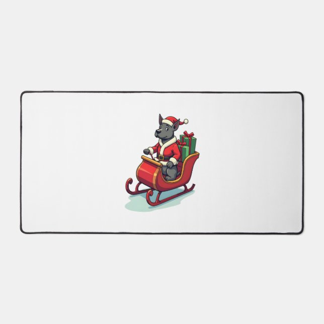Pitbull Santa Ride Desk Mat (Front)