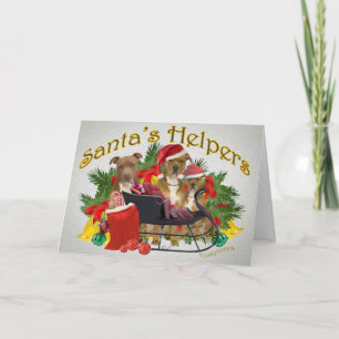 Pitbull Santa's Helpers Christmas Cards