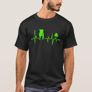 Pitbull Shamrock Heartbeat St Patricks Day Dog Lov T-Shirt