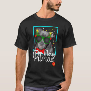 Pitbull Shirt Funny Pit Bull Dog Christmas MERRY P