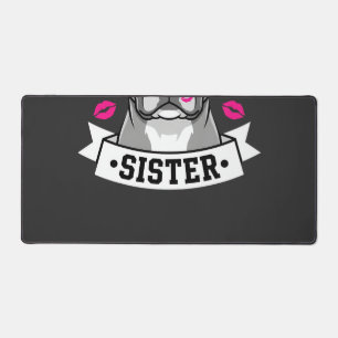 Pitbull Sister Dog Lover Vector Design Desk Mat