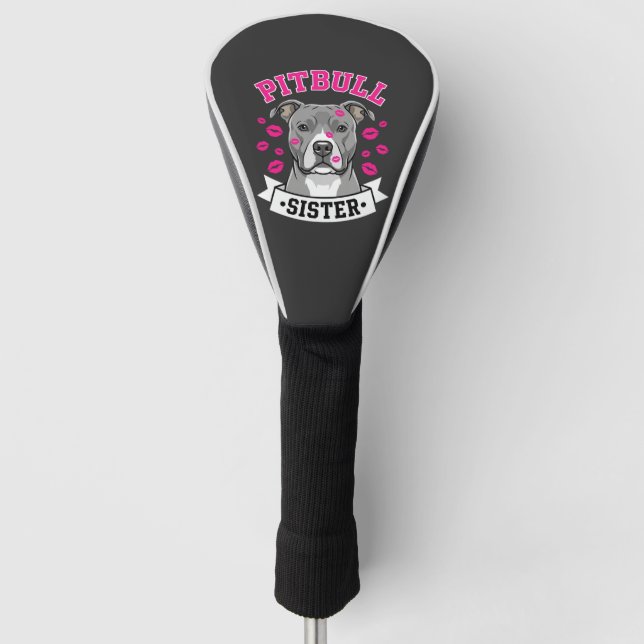 Pitbull Sister Dog Lover Vector Design Golf Head Cover (Front)
