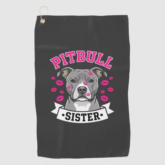 Pitbull Sister Dog Lover Vector Design Golf Towel (Front)
