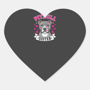 Pitbull Sister Dog Lover Vector Design Heart Sticker