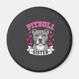 Pitbull Sister Dog Lover Vector Design Magnet