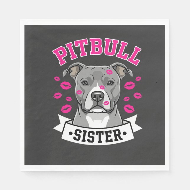 Pitbull Sister Dog Lover Vector Design Napkin (Front)