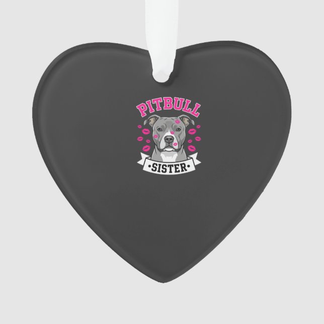 Pitbull Sister Dog Lover Vector Design Ornament (Front)