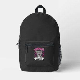 Pitbull Sister Dog Lover Vector Design Printed Backpack