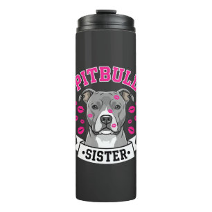 Pitbull Sister Dog Lover Vector Design Thermal Tumbler