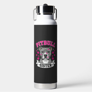 Pitbull Sister Dog Lover Vector Design Water Bottle