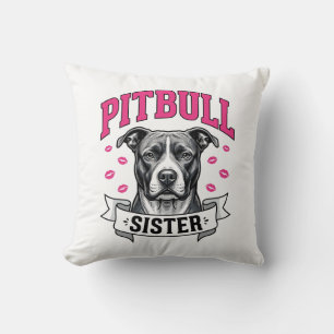Pitbull Sister Vintage Dog Lover Vector Design_1 Cushion
