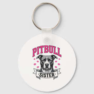 Pitbull Sister Vintage Dog Lover Vector Design_1 Key Ring