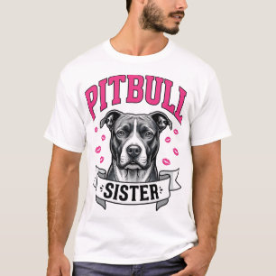 Pitbull Sister Vintage Dog Lover Vector Design_1 T-Shirt