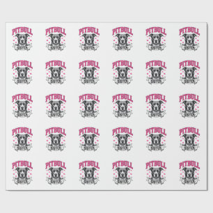Pitbull Sister Vintage Dog Lover Vector Design_1 Wrapping Paper