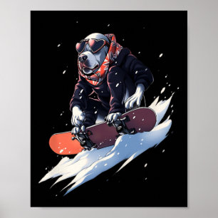 Pitbull Snowboard Snowboarder Dog Snowboarder Wint Poster