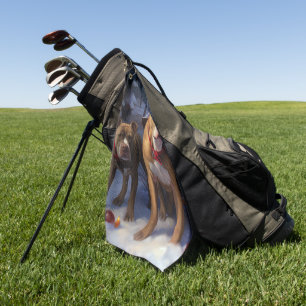 Pitbull Snowy Sleigh Christmas Decor Golf Towel
