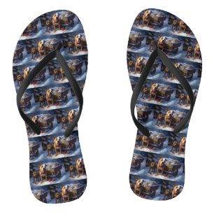 Pitbull Snowy Sleigh Christmas Decor Thongs