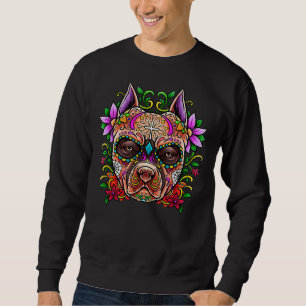 Pitbull Sugar Skull Day Of The Dead Holiday Cool Sweatshirt
