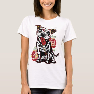 Pitbull Sugar Skull for Women Men Pitbull Mum Dad T-Shirt