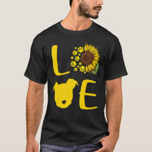 Pitbull Sunflower Paw Dog Love 375 T-Shirt