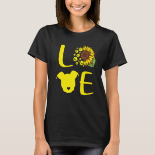 Pitbull Sunflower Paw Dog Love T-Shirt