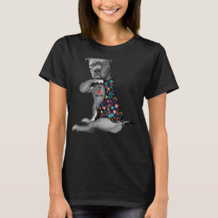 Pitbull Tattoo I Love Mum Flower Pitbull Dog Lover T-Shirt
