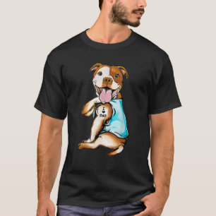 Pitbull Tattoos I Love Dad Sitting Gift Father s D T-Shirt