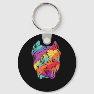 Pitbull Terrier Dog Head Key Ring