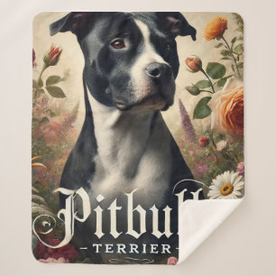 Pitbull Terrier Sherpa Blanket, Cosy Dog Lover Gif Blanket