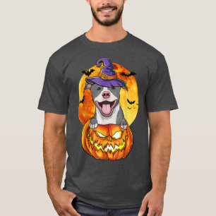 Pitbull Terrier Witch Pumpkin Halloween Dog Lover T-Shirt