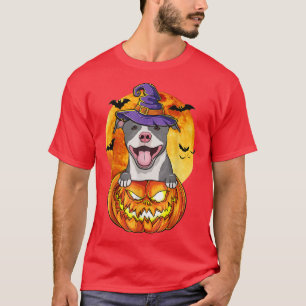 Pitbull Terrier Witch Pumpkin Halloween Dog Lover T-Shirt