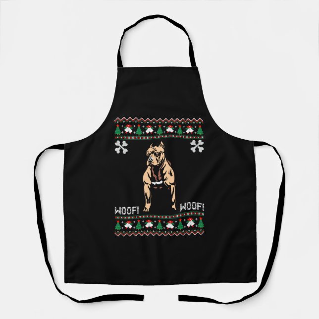 Pitbull Ugly Christmas Sweater Apron (Front)