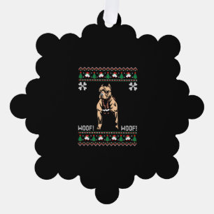 Pitbull Ugly Christmas Sweater Tree Decoration Card