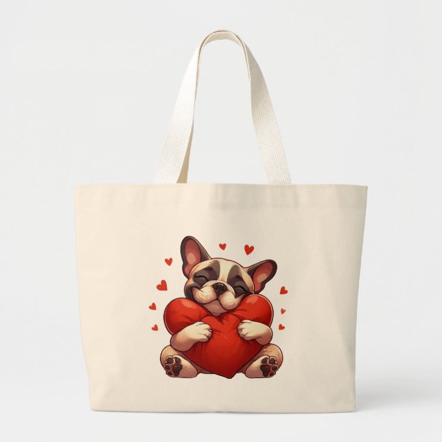 Pitbull Valentine's Day Gifts Large Tote Bag (Front)