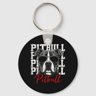 Pitbull Vintage Retro Sungles Portrait Pittie Key Ring
