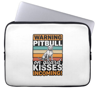 Pitbull Warning Kisses Incoming Vintage Dog Design Laptop Sleeve