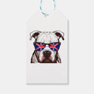 Pitbull Wearing Union Jack Sunglasses Gift Tags