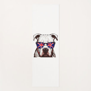 Pitbull Wearing Union Jack Sunglasses Yoga Mat