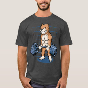 Pitbull Weightlifting Strong Dog Deadlifting Gym T-Shirt