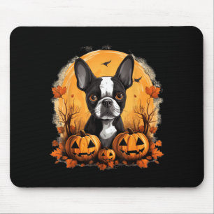 Pitbull Witch Happy Howl O Ween Pumpkin Halloween Mouse Pad