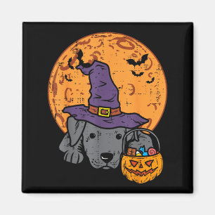 Pitbull Witch Hat Moon Jack O Lantern Halloween Magnet