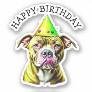 Pitbull with Birthday Hat 