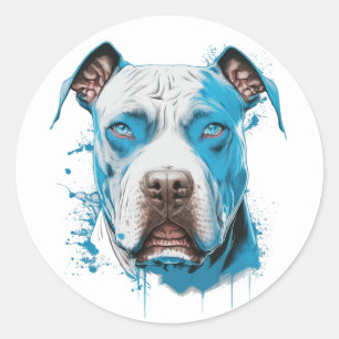 Pitbull with Blue Eyes   Dog Lover's  Classic Round Sticker